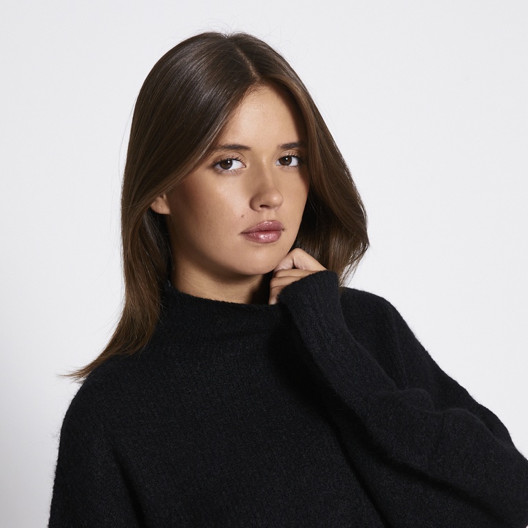 Short turtleneck knit dress "Kaia" Black